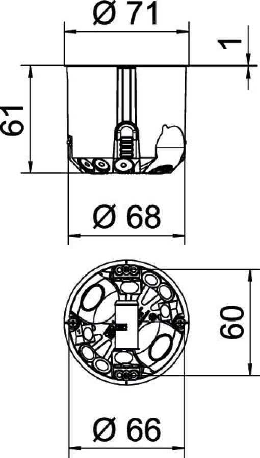 Caixa de aparelhagem HW hermética Ø68mm, H61mm Polipropileno  Elastómero termoplástico cor de laranja  cinzento