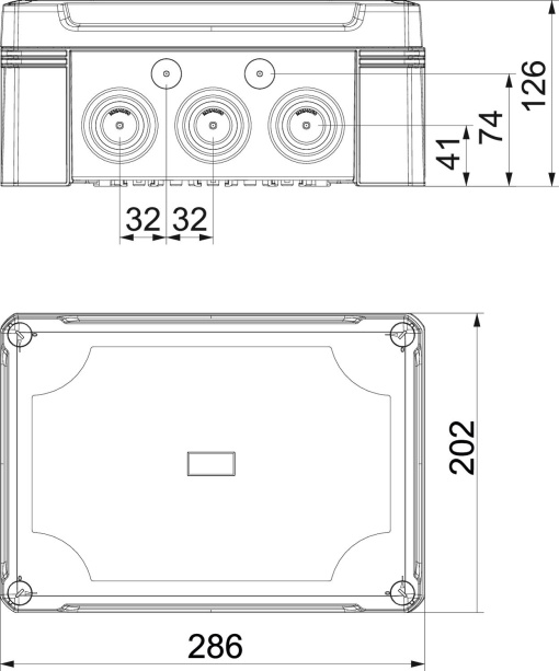 Caixa de derivação 286x202x125 Policarbonato cinzento claro RAL 7035