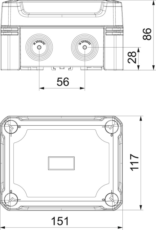 Caixa de derivação com tampa transparente 150x116x86 Policarbonato cinzentotransparente