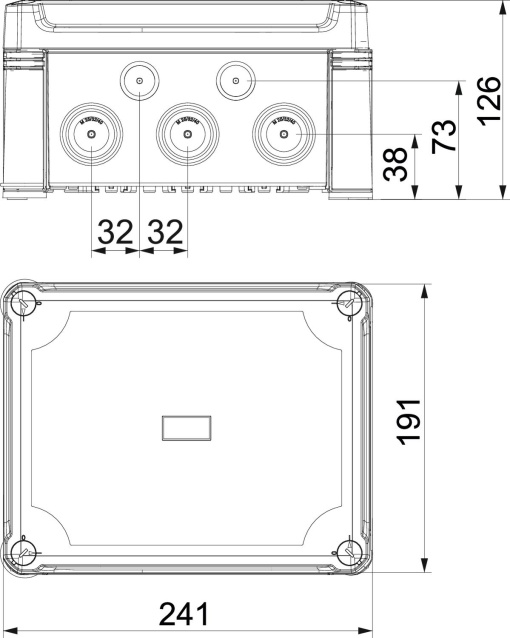 Caixa de derivação com régua de bornes 240x191x125 Policarbonato cinzento claro RAL 7035