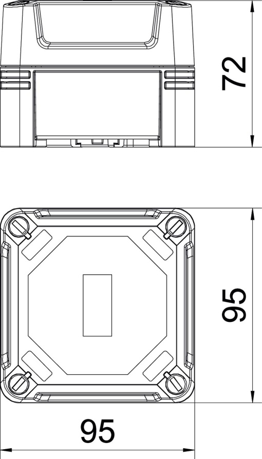 Caixa vazia 95x95x72 Policarbonato cinzento claro RAL 7035