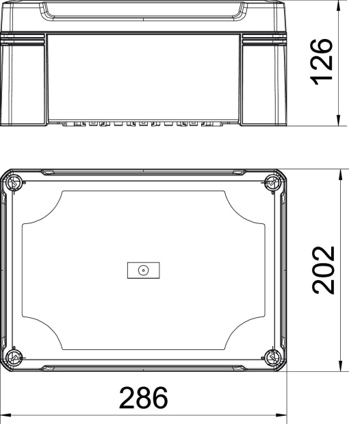 Caixa vazia 286x202x125 Policarbonato cinzento claro RAL 7035