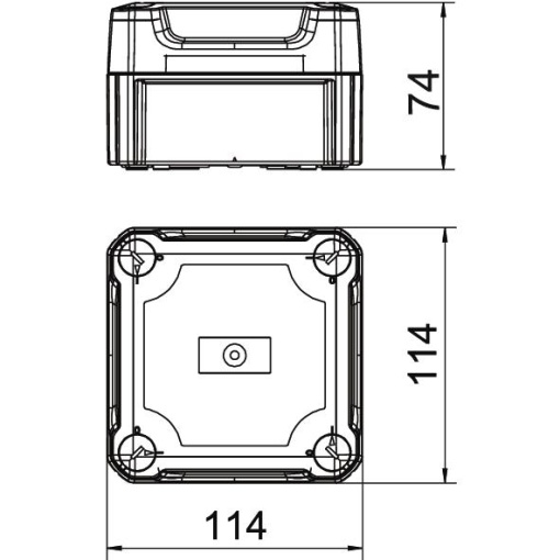 Caixa de derivação lisa com tampa alta 114x114x76 PolipropilenoPolicarbonato cinzento claro RAL 7035
