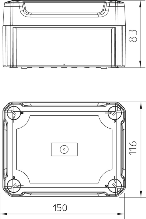 Caixa de derivação lisa com tampa alta 150x116x83 PolipropilenoPolicarbonato cinzento claro RAL 7035