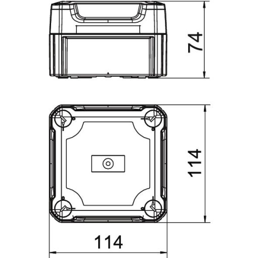 Caixa de derivação lisa com tampa alta transparente 114x114x76 PolipropilenoPolicarbonato cinzento claro RAL 7035