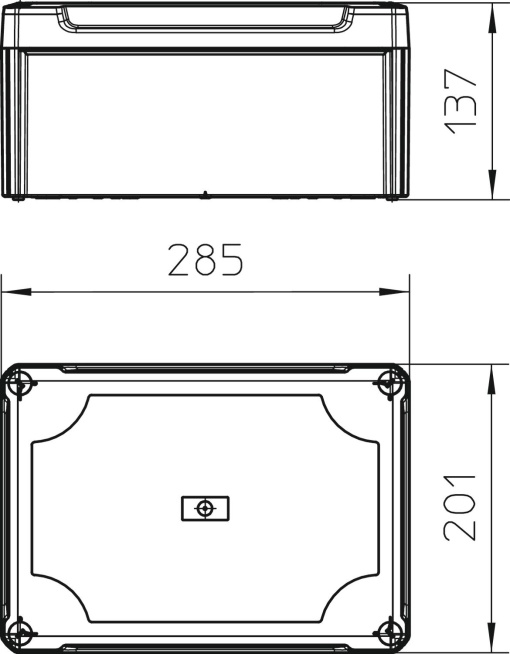 Caixa de derivação lisa com tampa alta transparente 285x201x139 PolipropilenoPolicarbonato cinzento claro RAL 7035