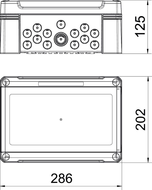 Quadro de distribuição sem bornes, para 12 módulos 286x202x125 Poliestireno cinzento claro RAL 7035