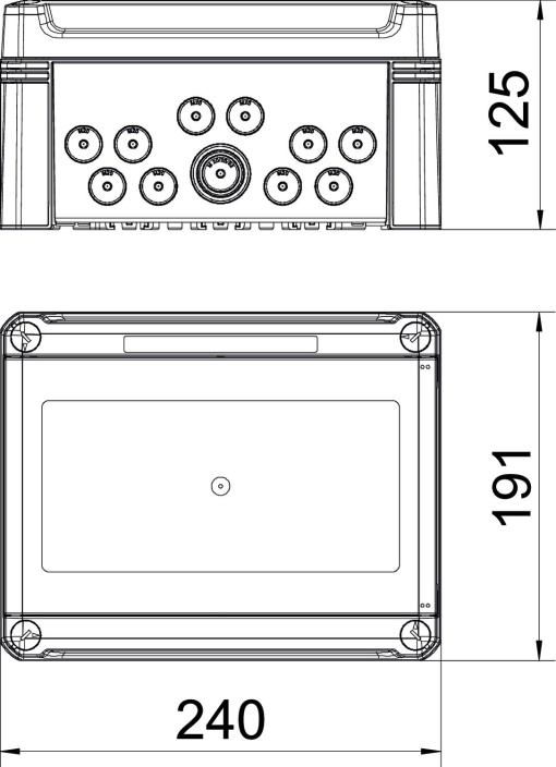 Quadro de distribuição para máx. 9 módulos 240x191x125 Policarbonato cinzento claro RAL 7035
