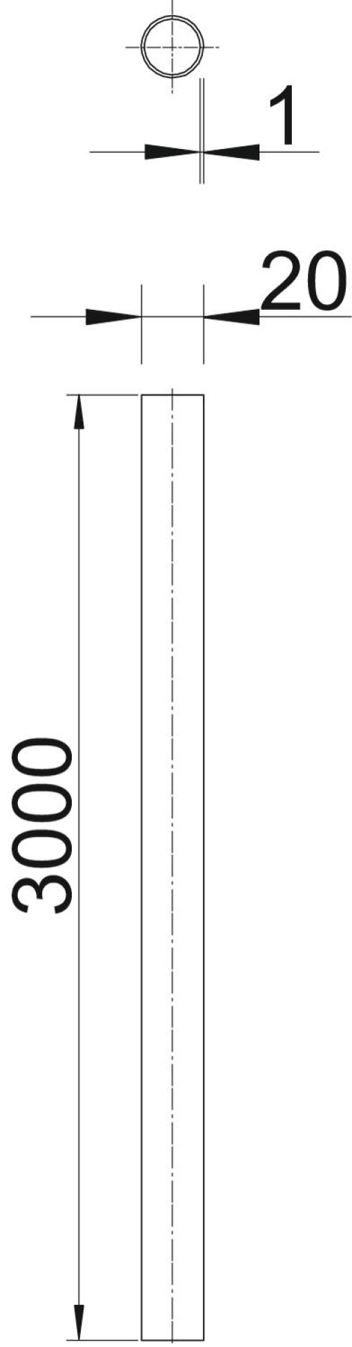 Tubo metálico sem rosca Ø20, 3000mm Aço galvanizado por imersão a quente após maquinação
