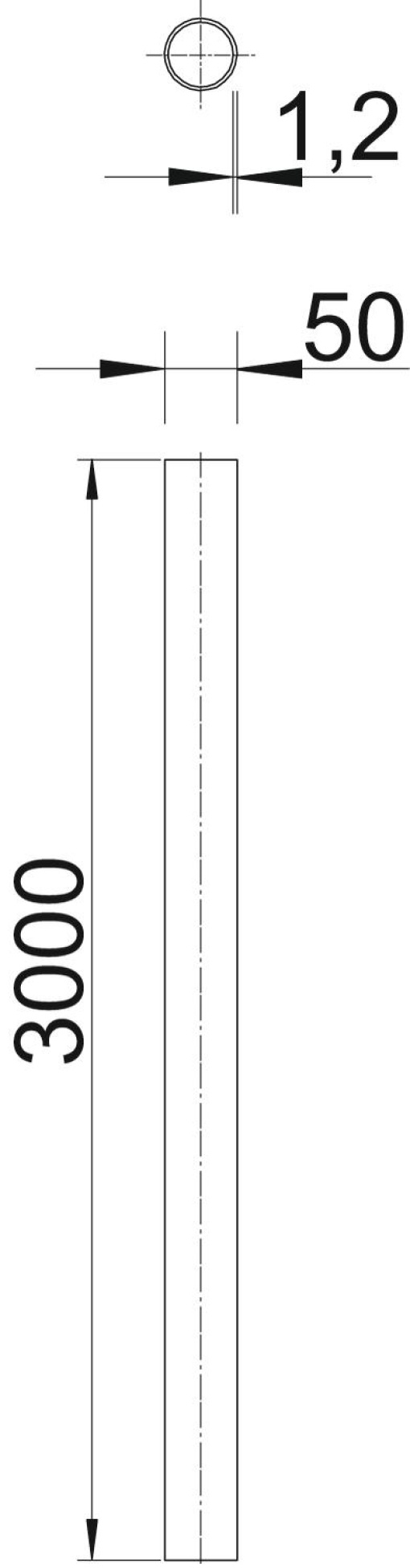 Tubo metálico sem rosca Ø50, 3000mm Aço galvanizado por imersão a quente após maquinação