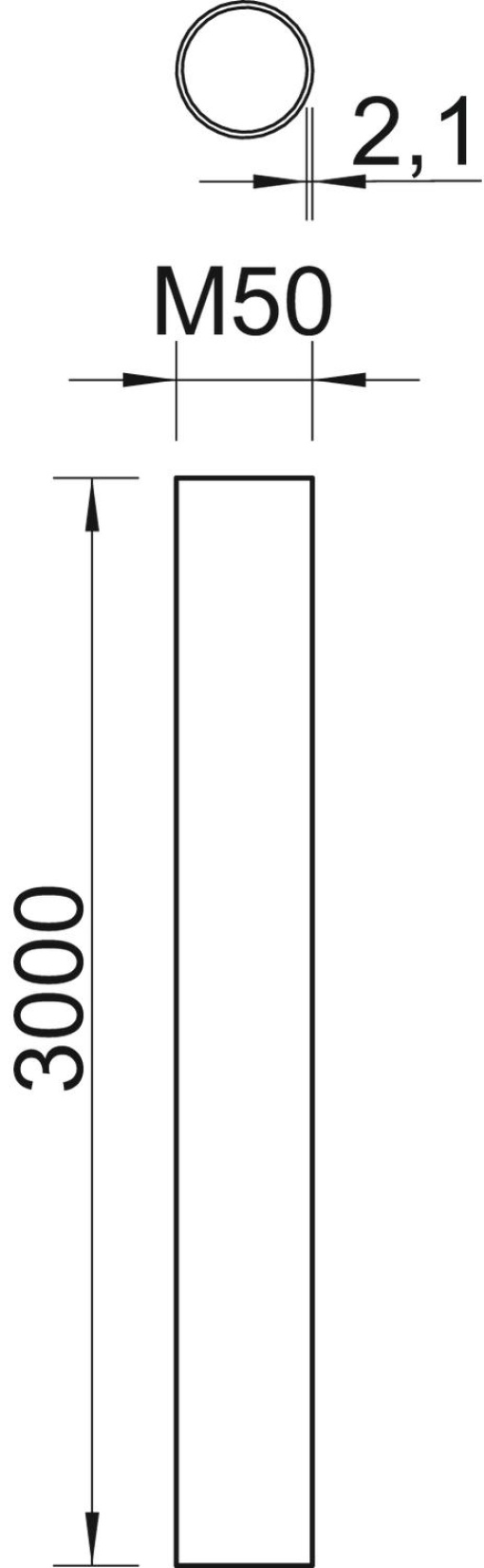Tubo plástico livre de halogéneo Ø50, 3000mm Policarbonatoacrilonitrila-butadieno-estireno cinzento claro RAL 7035