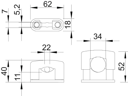 Abraçadeira SOM 22-34mm Poliestireno cinzento claro RAL 7035