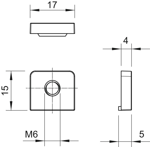 Porca starQuick M6 Policarbonato cinzento claro RAL 7035