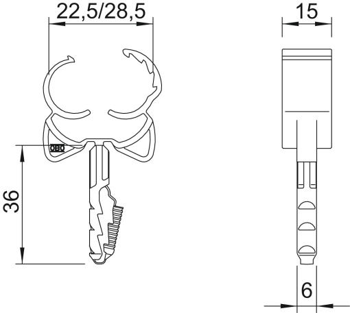 Abraçadeira Click-Snap 22,5-28,5mm Poliamida cinzento claro RAL 7035