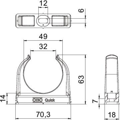 Abraçadeira OBO-Quick resistência fio incandescente M50 Polipropileno cinzento pedra RAL 7030