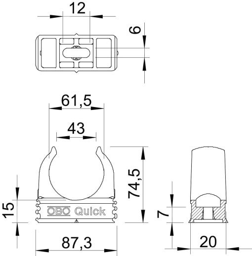 Abraçadeira OBO-Quick M63 Polipropileno preto RAL 9005