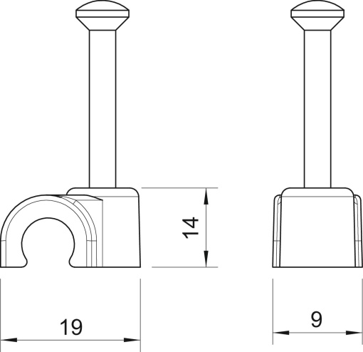 Abraçadeira de prego ISO 11mm, L35 Polipropileno branco puro RAL 9010