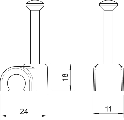 Abraçadeira de prego ISO 14mm, L30 Polipropileno branco puro RAL 9010