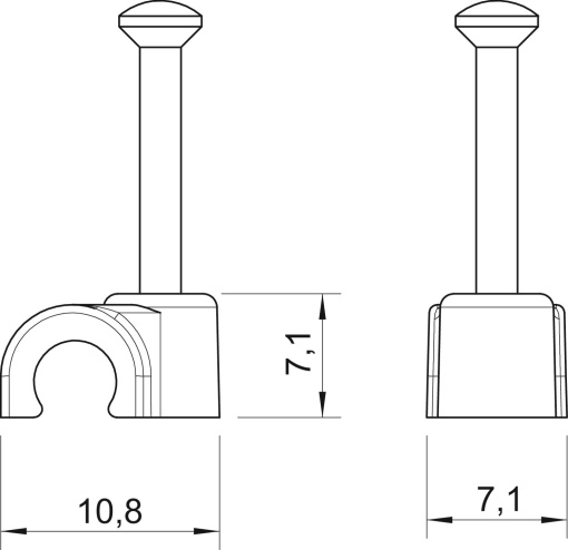 Abraçadeira de prego ISO 5mm, L25 Polipropileno cinzento claro RAL 7035