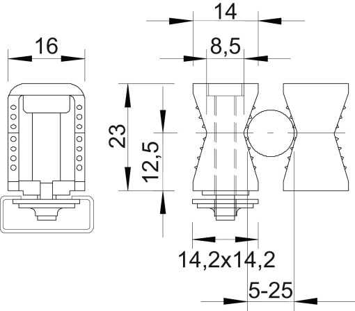Abraçadeira encosto p perfil com parafuso de fenda 5-25mm Poliestireno cinzento claro RAL 7035