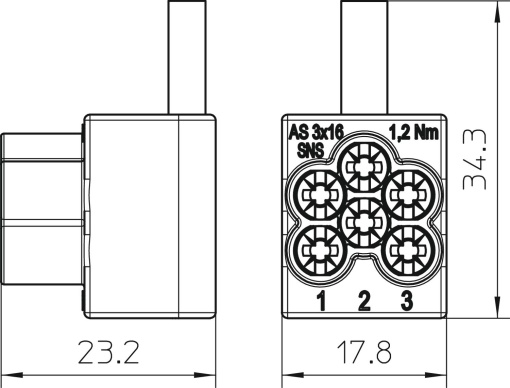 Terminal de ligação 3x16mm² 16mm² cinzento claro RAL 7035