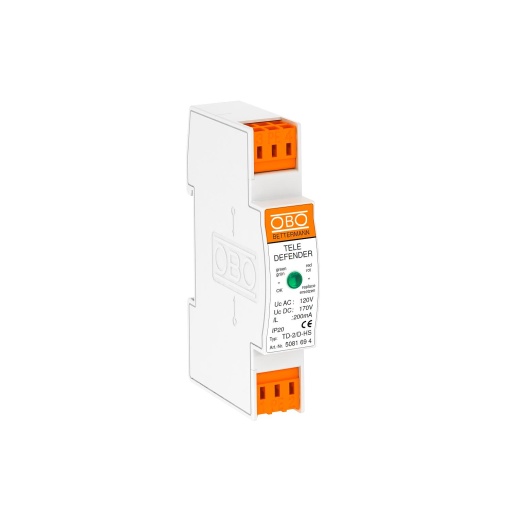 Descarregador de sobretensões para sistemas telefónicos 170V Plástico branco