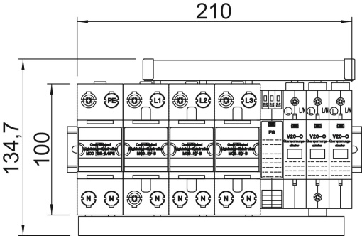 Conjunto de proteção quatro polos com FS 255V