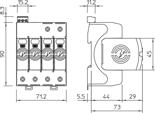 Descarregador combinado V50 4 polos com sinalização remota 280V