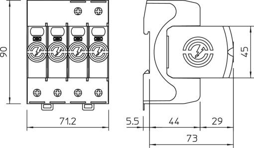 Descarregador combinado V50 3 polos com NPE 385V Poliamida