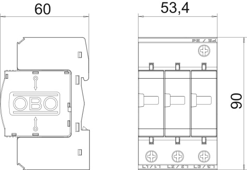 Descarregador combinado V50 versão de 3 polos 280V