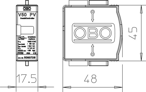 Descarregador combinado V50 Módulo de substituição para FV 300V DC
