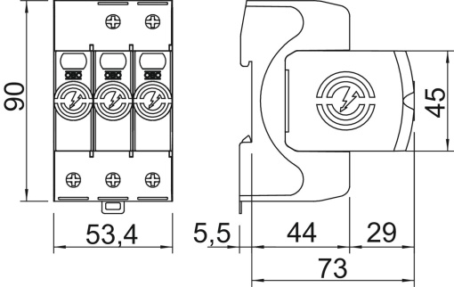 Descarregador sobretensões V20 3 polos 550V