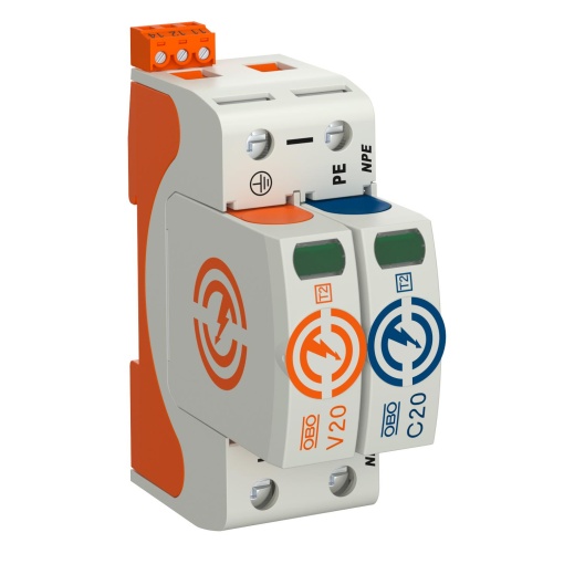 Descarregador sobretensões V20 1 polo com NPE  sinal remoto 280V