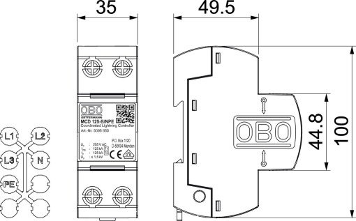 Descarregador combinado para N contra PE 255V