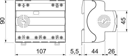 Descarregador Compact 3 polos com NPE  sinal remoto 255V