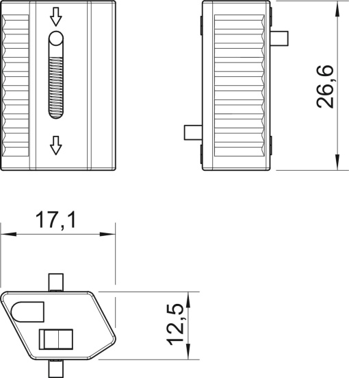 Tensor para cabo de 2mm 26,6x19,5mm Zinco fundido sobre pressão