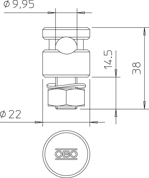 Conector para cabo de terras 8-10mm Aço inoxidável, livre de ferrugem A2 1.4301