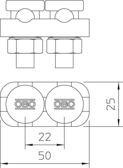 Conector para dois cabos de terras 8-10mm Aço galvanizado por imersão a quente após maquinação