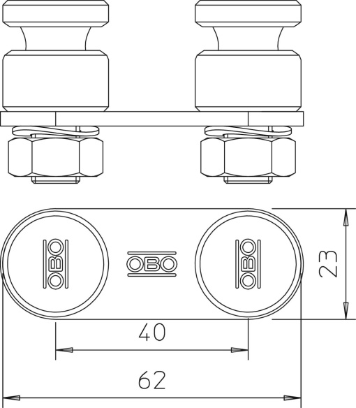 Conector para dois cabos de terras 8-10mm Aço inoxidável, livre de ferrugem A2 1.4301