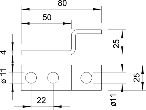 Conector 80x25x25 Aço galvanizado por imersão a quente após maquinação