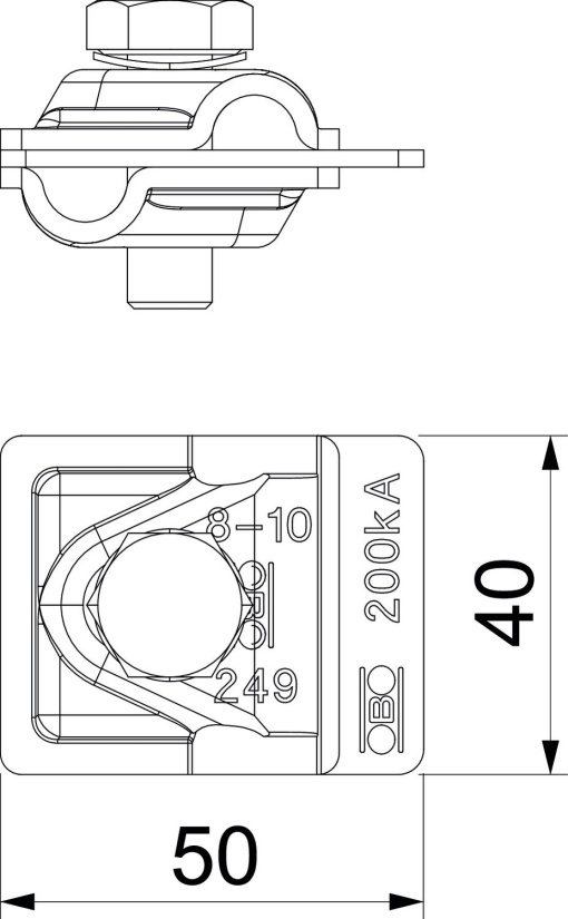 União rápida 200kA Vario 50x40mm Aço inoxidável, livre de ferrugem A2 1.4301