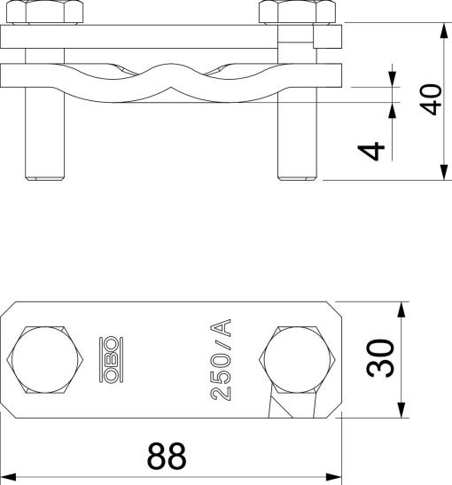 Ligador diagonal 88x30x45 Aço inoxidável, livre de ferrugem A2 1.4301