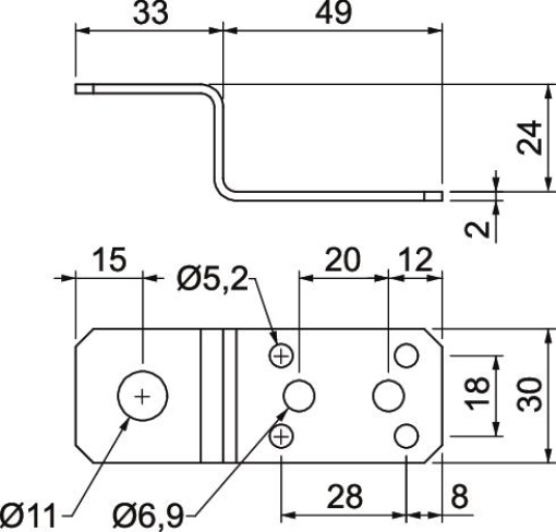 Componente de ligação 82x30x24 Alumínio