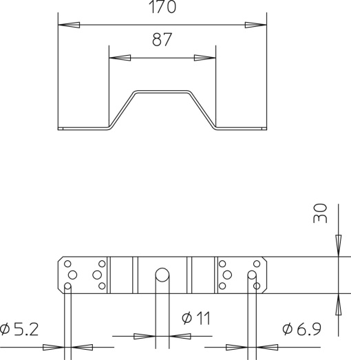 Componente de ligação e shunt 170x30x33 Alumínio