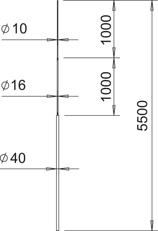 Haste captora para tripé 5500mm Alumínio