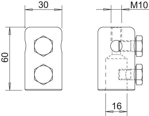 Terminal para varas GFK de 16 mm 16mm Alumínio