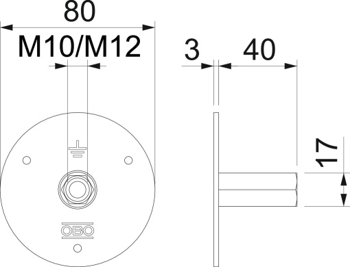 Ponto fixo de terra com rosca dupla M10M12 Aço inoxidável A4 1.4404