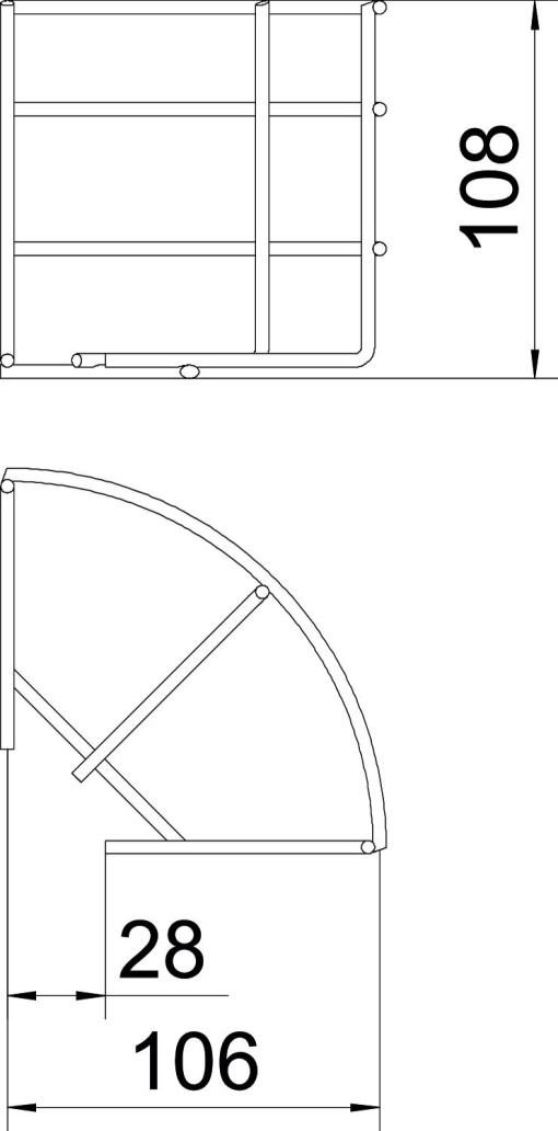 Ângulo 90 caminho cabos varão 105x100 Aço galvanizado por imersão a quente após maquinação