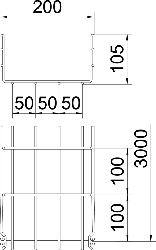 Caminho de cabos em varão GRM 105x200x3000 Aço eletrozincado