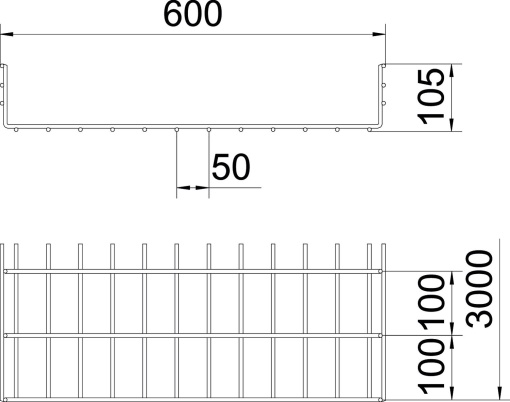 C.cabos varão grandes vãos SGR 105x600x3000 Aço galvanizado por imersão a quente após maquinação
